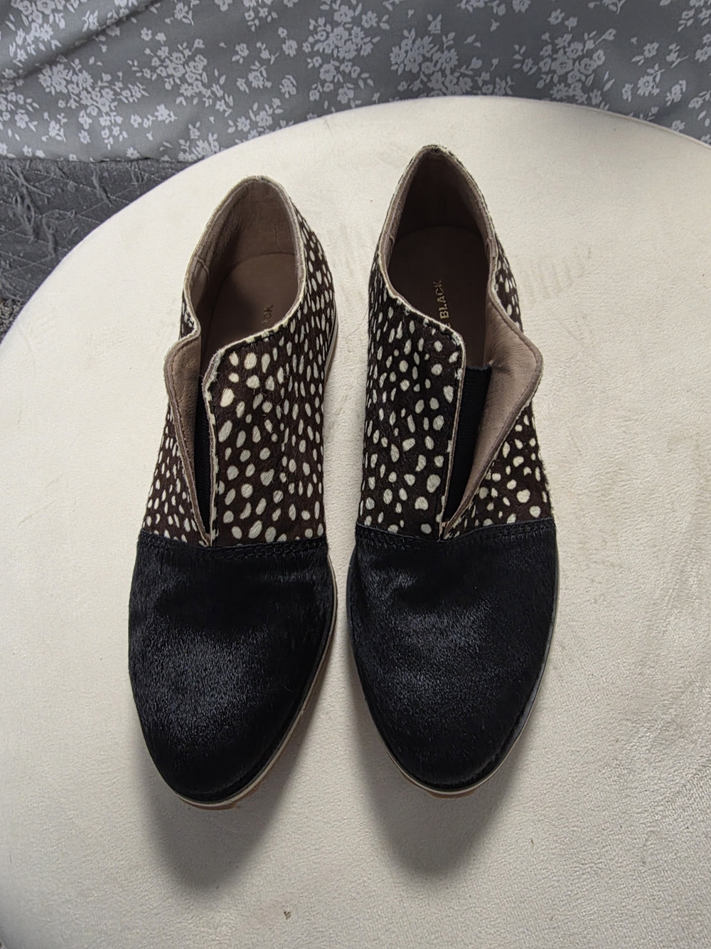 Women’s Black and Brown Spotted Slip-On Loafers